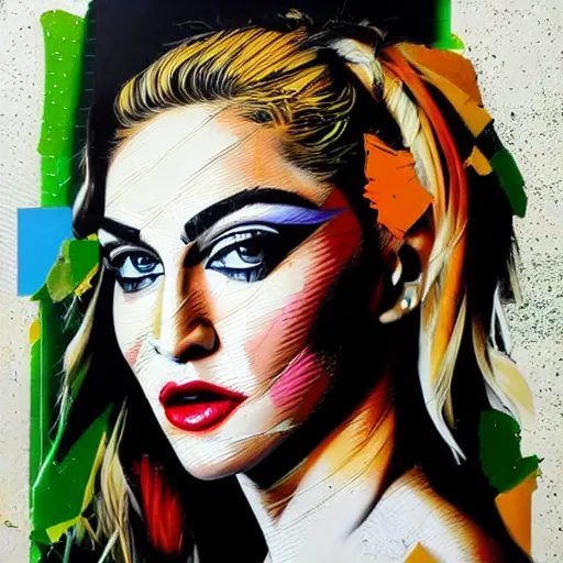 Prompt: portrait of madonna, artwork by sandra chevrier