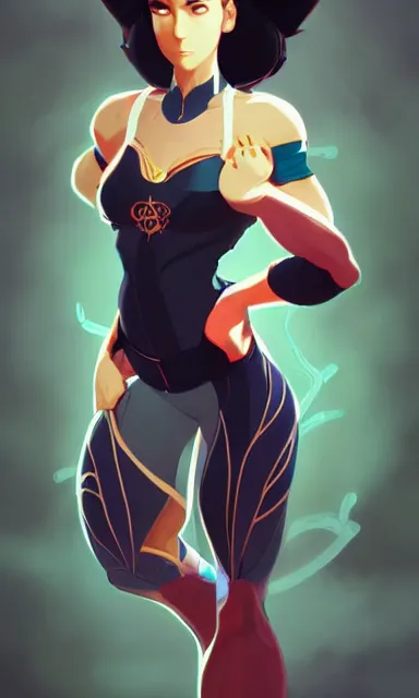 Prompt: young female character inspired by chun li and garnet, digital art made by makoto shinkai, lois van baarle and jakub rebelka, highly detailed, symmetrical, extremely coherent, anatomically perfect