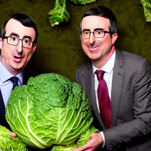 Image similar to john oliver and a cabbage are getting married