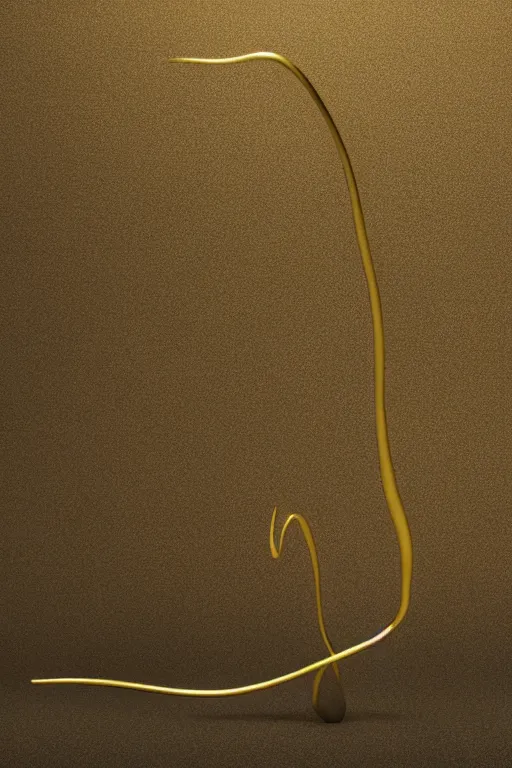 Prompt: 3 d render by daniel arsham of a long melting solid gold lilly with long stem