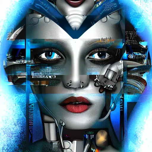 Prompt: a futurist cyborg deva, future perfect, award winning digital art