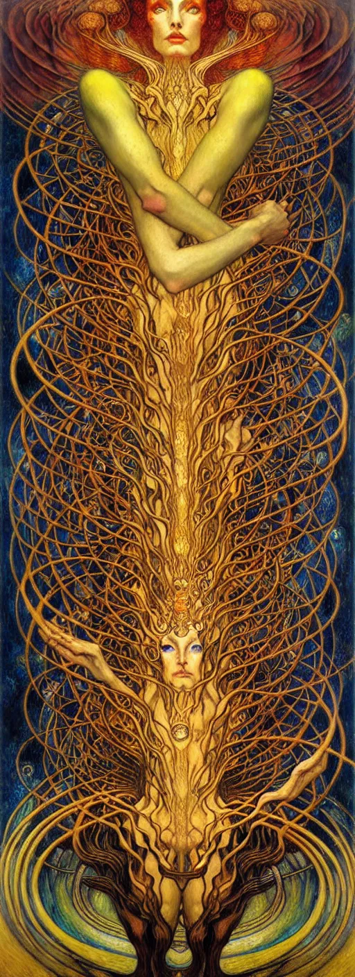 Image similar to Divine Chaos Engine by Karol Bak, Jean Delville, William Blake, Gustav Klimt, and Vincent Van Gogh, symbolist, visionary