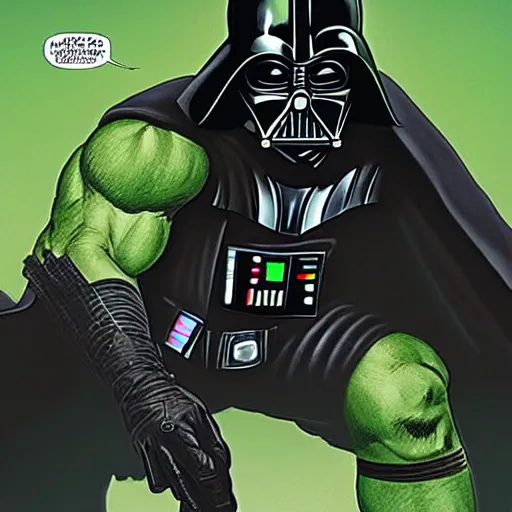 Image similar to darth vader vs hulk