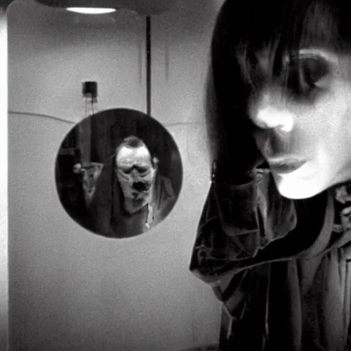 Prompt: a man and a robot in a moment of repulsion and jealousy, movie still, by Andrzej Zulawski