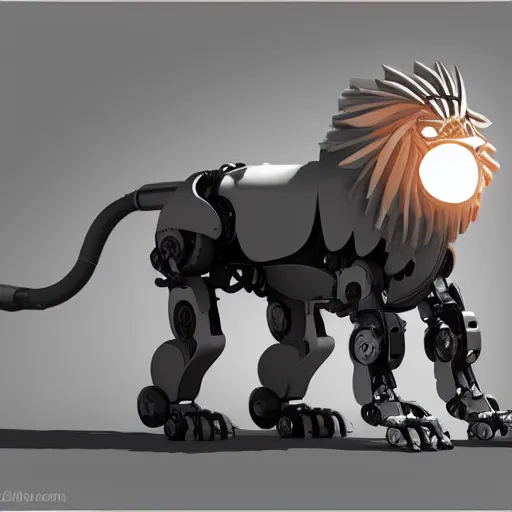 Prompt: Robot Lion, concept art, rim light, Studio light