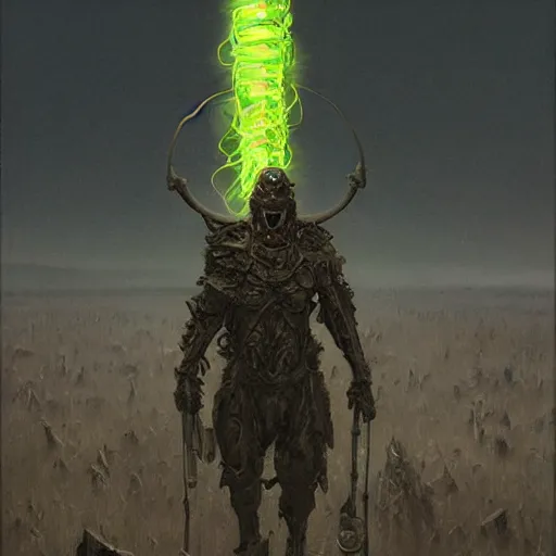 Image similar to stalker exoskeleton armor, anthropomorphic shiba inu, holding glowing stalker artefact, stuning 3 d render, masterpiece, glowing black aura, foggy dark graveyard, by donato giancola and greg rutkowski and wayne barlow and zdzisław beksinski, realistic face