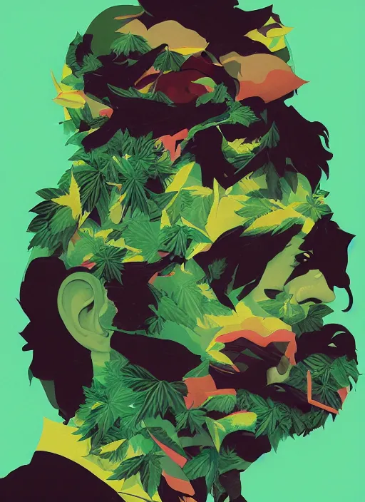 Image similar to profile picture by sachin teng x ofwgkta, marijuana, organic painting, hard edges, masterpiece, smoke clouds, asymmetrical, green, matte paint, energetic