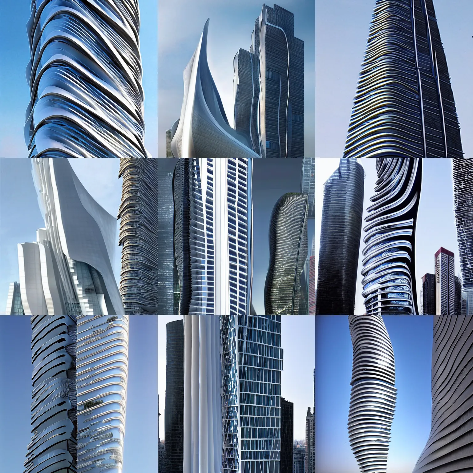 Prompt: skyscraper designed by zaha hadid