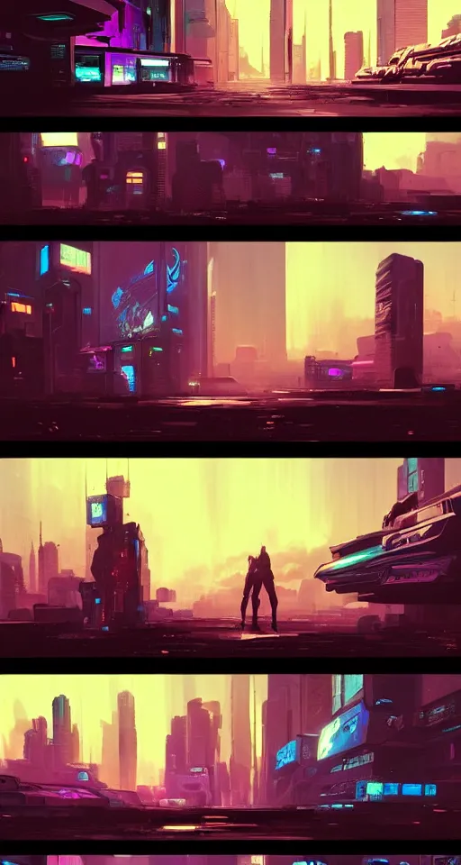 Image similar to Sci-Fi cyberpunk Comic page made up of art by the best artists Trending on Artstation. Paneling style by Bill Sienkiewicz. Octane render, Raytracing, 3d masterpiece, fantastic lighting by James Gurney.. Slice-of-life mundane genre.