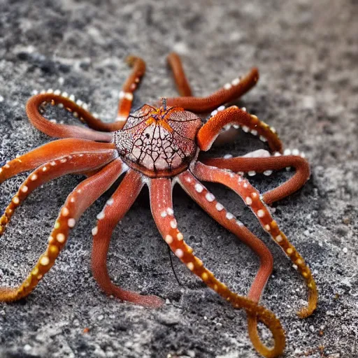 Prompt: an octopus mixed with a spider, professional photography
