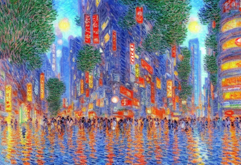 Image similar to tokyo anime scenery, very anime scenery in impressionist style, trending artwork, anime painter studio, by claude monet