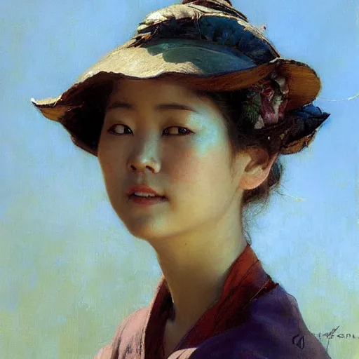 Prompt: detailed portrait of japanese girl, spring light, painting by gaston bussiere, craig mullins, j. c. leyendecker