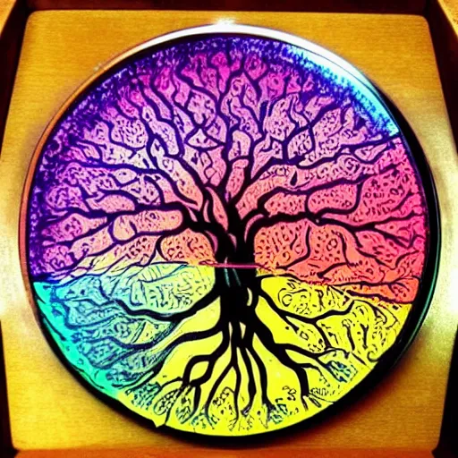 Image similar to photo of an intricately detailed representation of a accurate tree of life. Colored wax.