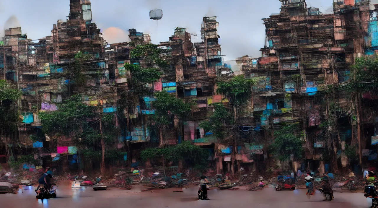 Image similar to Cyberpunk Phnom-Penh, Cambodia