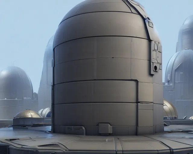 Prompt: 3 d sculpt of scifi cylindrical bulbous industrial building facade by halo, star wars, ilm, star citizen halo, mass effect, starship troopers, elysium, the expanse, high tech industrial, artstation unreal