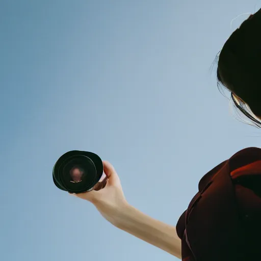 Prompt: the camera is aimed at a girl dressed in a short skirt, view from below