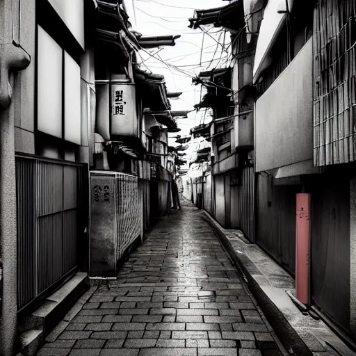 Image similar to japanese city back alleys by robert hubert