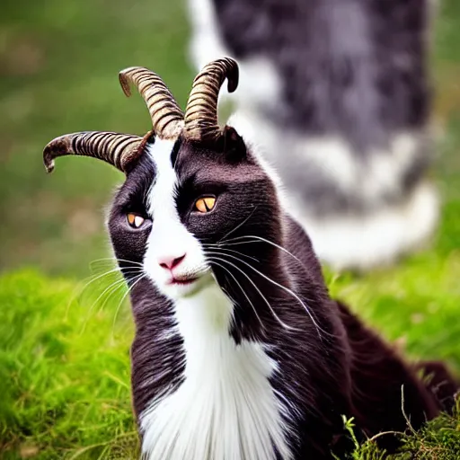 Image similar to a cat - goat - hybrid, animal photography