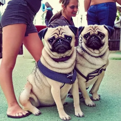 Image similar to two girls one pug