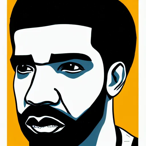 Image similar to Drake portrait, digital artwork by Victor Moscoso, trending on artstation