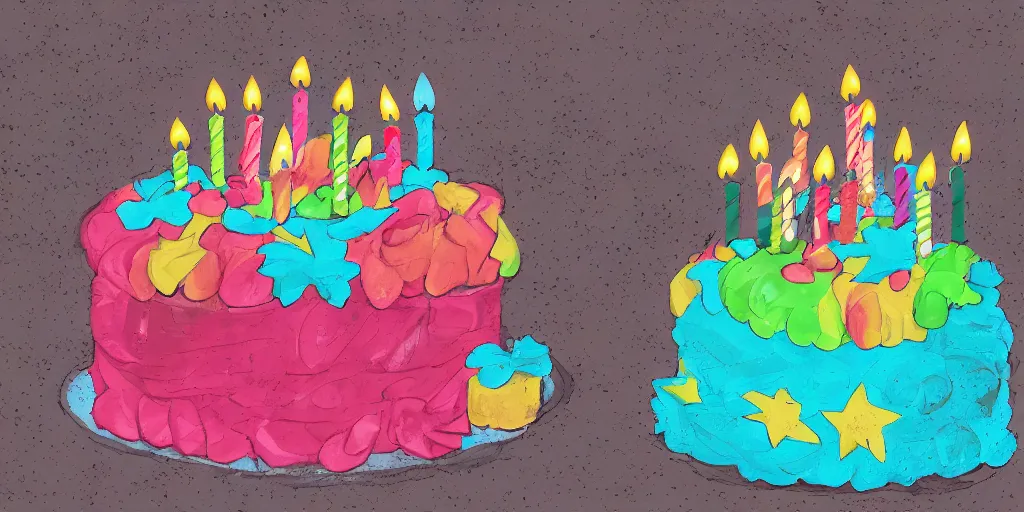 Prompt: a birthday cake at the gym, digital art