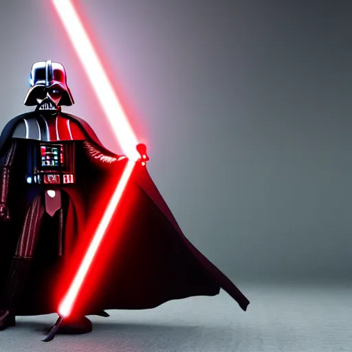 Prompt: Darth Vader with a red lightsaber, realistic, 4K, full colour