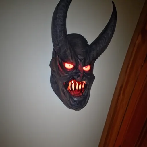 Prompt: terrifying demon lurking in the corner of my bedroom