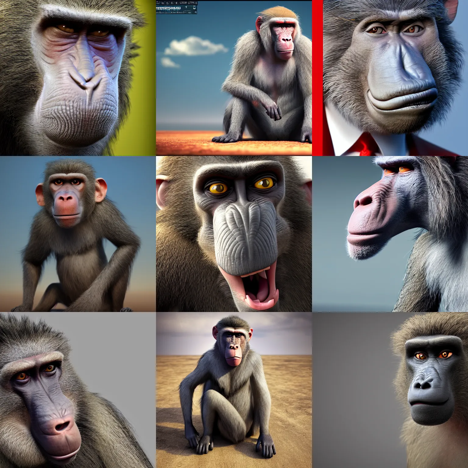 Prompt: trump with 20% baboon features, photorealistic, 8k, award winning, octane render