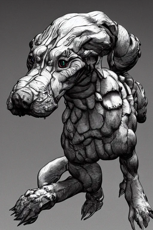 Image similar to hound humanoid figure, highly detailed, digital art, sharp focus, trending on art station, kentaro miura manga art style