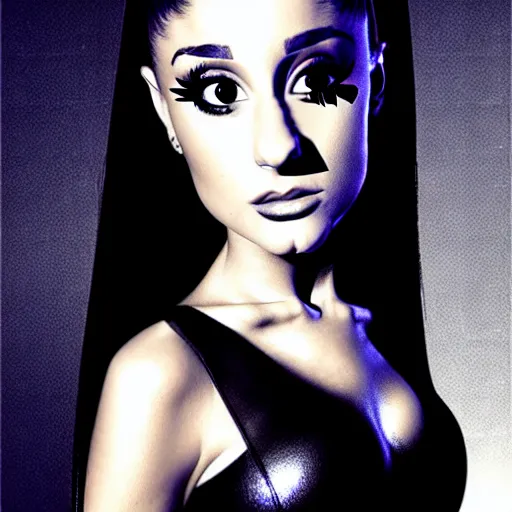 Image similar to 3/4 headshot of Ariana Grande, style of Giger, H. R. GIGER