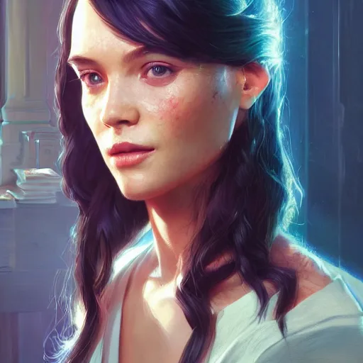 Image similar to highly detailed portrait, supermodel, in gta v, stephen bliss, unreal engine, fantasy art by greg rutkowski, loish, rhads, ferdinand knab, makoto shinkai and lois van baarle, ilya kuvshinov, rossdraws, tom bagshaw, global illumination, radiant light, detailed and intricate environment