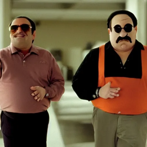 Image similar to Wario and Waluigi in The Sopranos, film still