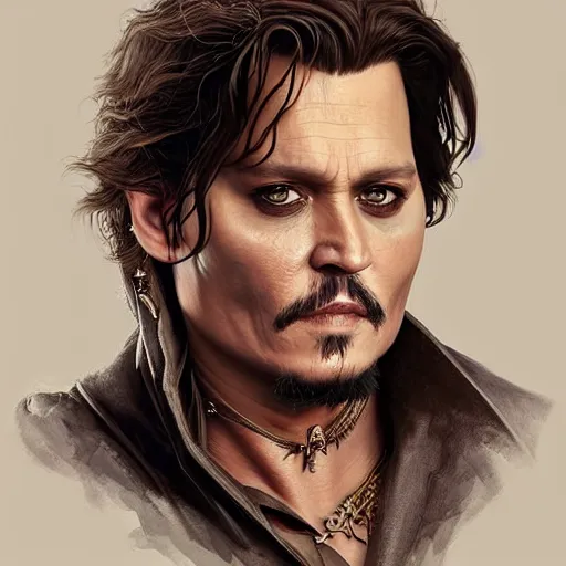 Image similar to johnny depp in game of thrones, highly detailed digital painting, artstation, concept art, smooth, sharp focus, illustration, art by artgerm and greg rutkowski and alphonse mucha