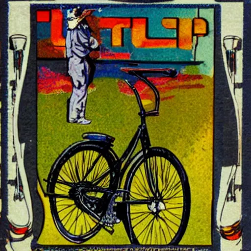 Image similar to hoffman bicycle, blotter art