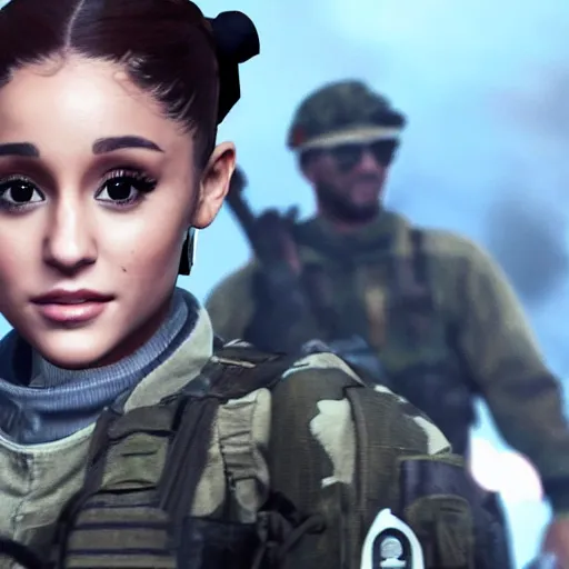 Image similar to Ariana Grande in Call of Duty, 4k