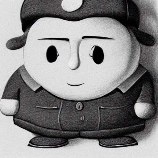 Prompt: pencil drawing of eric cartman