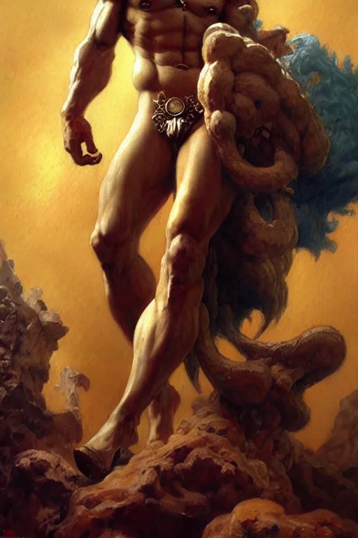 Image similar to zeus, monster, character design, painting by gaston bussiere, katsuya terada, frank frazetta, tom of finland, trending on artstation