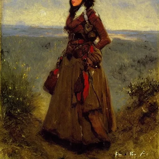 Image similar to female adventurer by alfred stevens