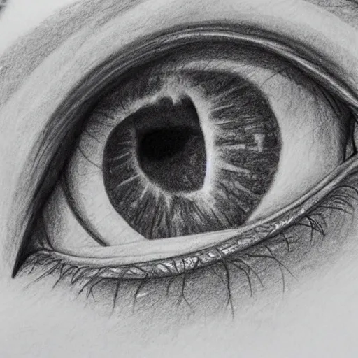 Image similar to extremely detailed pencil sketch of an eye