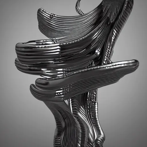 Image similar to liquid forms in metal abstract sculpture cyberpunk 3 d rendered