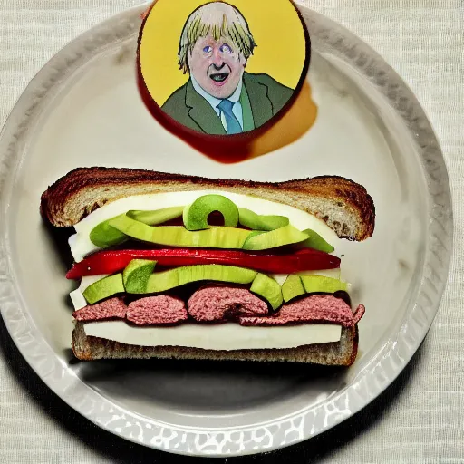 Image similar to a sandwich made of boris johnson