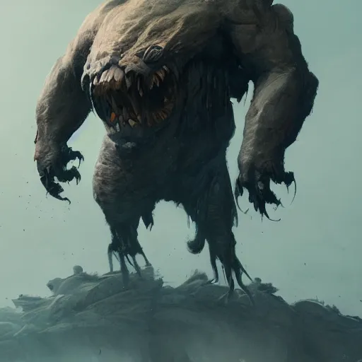 Image similar to big monster, 8 k, trending on artstation by tooth wu and greg rutkowski