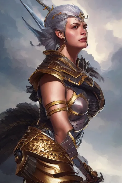 Image similar to amazon valkyrie athena, d & d, fantasy, portrait, highly detailed, headshot, digital painting, trending on artstation, concept art, sharp focus, illustration, art by artgerm and greg rutkowski and magali villeneuve