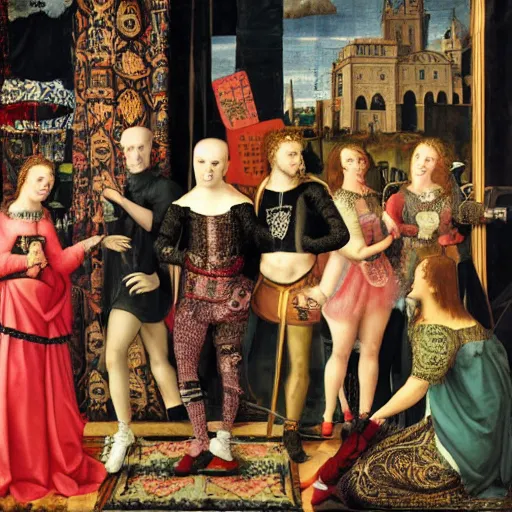 Image similar to punk rock show in a renaissance style