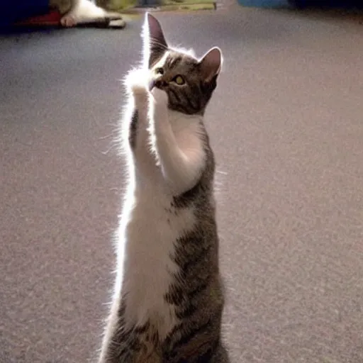 Image similar to Cat waving.