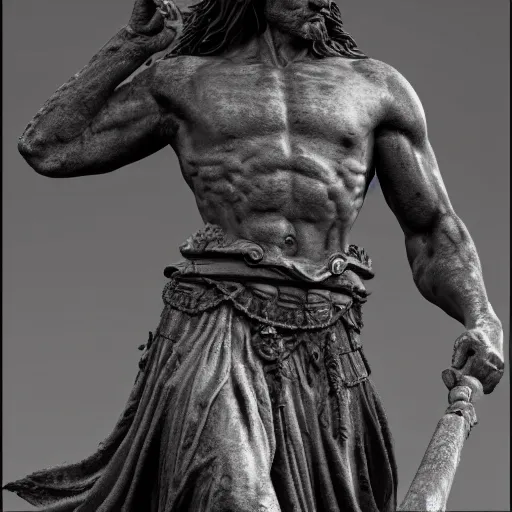 Image similar to vercingetorix statue, intricate detail, royo, vallejo, frazetta, giger, whealan, hd, unreal engine,