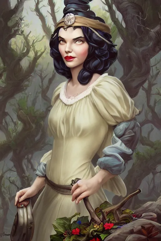 Prompt: beautiful hq matte painting portrait of massie williams as snow white, by peter mohrbacher greg rutowski