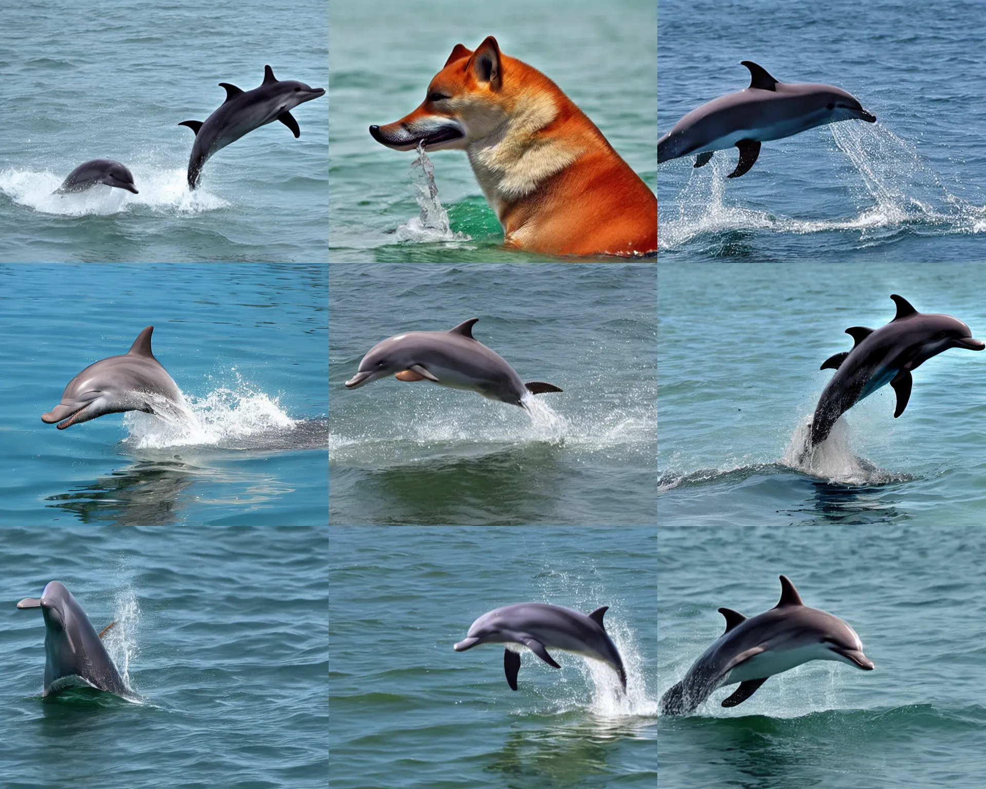 Prompt: photo, a dolphin looks like a shiba dog.