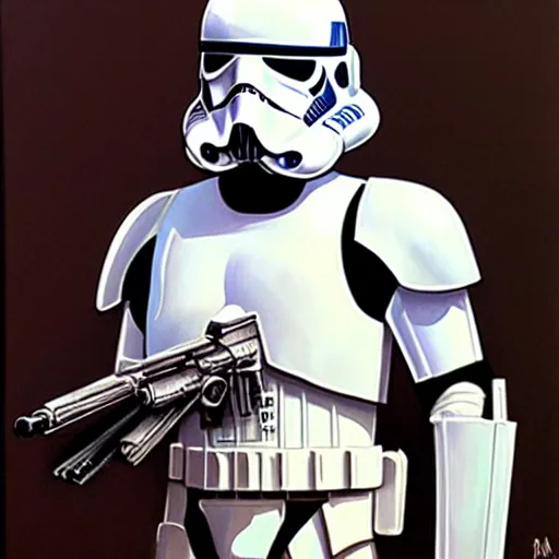 Image similar to realistic star wars armor character, painting by bryan matyas