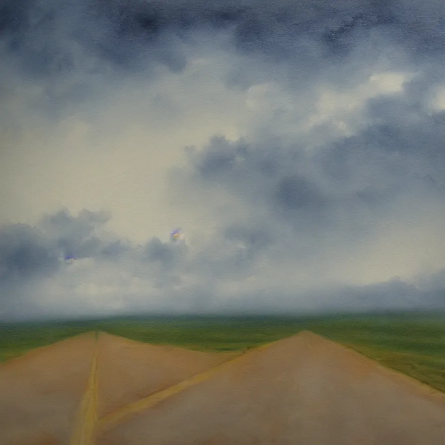 Image similar to atmospheric artwork about a road towards a clearing horizon by patricia brintle.